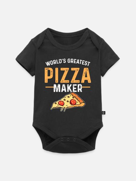 Pizza Tiefkühlpizza Bäker Pizzeria - Baby Premium Kurzarmbody - Schwarz