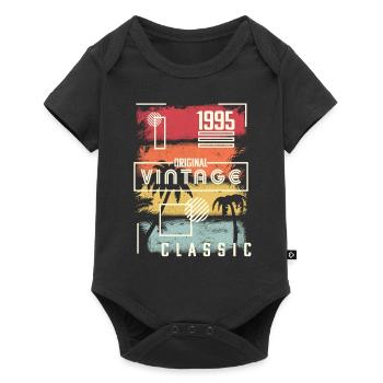 1995 Impression. Cadeau d'anniversaire vintage, rétro, palmier - Body à manches courtes Premium Bébé - noir - Devant