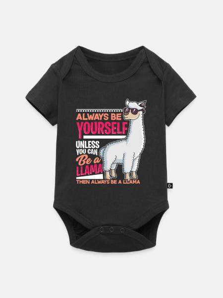 Lama Lustiges Geschenk - Baby Premium Kurzarmbody - Schwarz