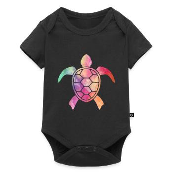 Cadeau de tortue - Body à manches courtes Premium Bébé - noir - Devant
