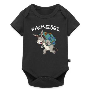 Esel Packesel Maultier Muli Donkey Geschenk - Baby Premium Kurzarmbody - Schwarz - Vorne