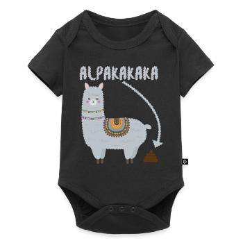 LAMA ALPAKA - Baby Premium Kurzarmbody - Schwarz - Vorne