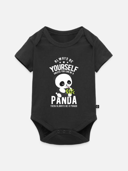Panda - Baby Premium Kurzarmbody - Schwarz