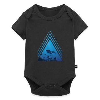 Océan - plongeur nage avec des poissons, triangle - Body à manches courtes Premium Bébé - noir - Devant