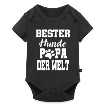 Hunde Papa Hund - Baby Premium Kurzarmbody - Schwarz - Vorne