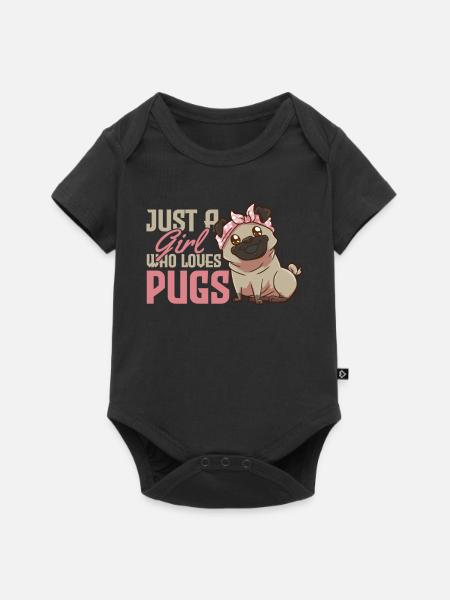 Mops Hund Mädchen - Baby Premium Kurzarmbody - Schwarz