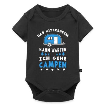 Das Altersheim kann warten ich gehe campen - Baby Premium Kurzarmbody - Schwarz - Vorne