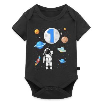 Astronaute fusée 1e anniversaire de l’espace 1 an OVNI - Body à manches courtes Premium Bébé - noir - Devant