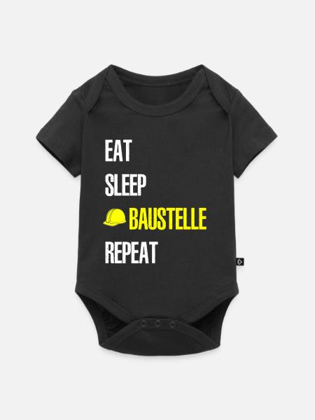 EAT SLEEP BAUSTELLE REPEAT - Baby Premium Kurzarmbody - Schwarz