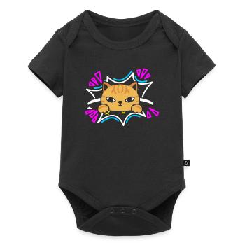 Katze 90er - Baby Premium Kurzarmbody - Schwarz - Vorne