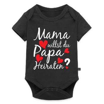 Mama willst du Papa Heiraten? Heiratsantrag Herz - Baby Premium Kurzarmbody - Schwarz - Vorne