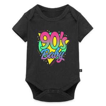 90er Jahre Neunziger 90s Retro Vintage Geschenk - Baby Premium Kurzarmbody - Schwarz - Vorne