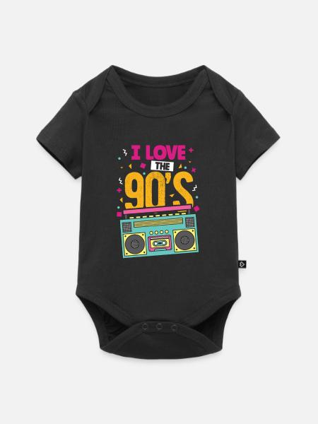 90er Jahre - Baby Premium Kurzarmbody - Schwarz
