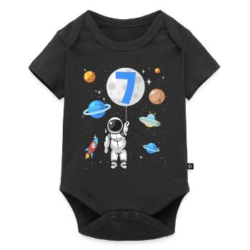 Astronaute fusée 7ème anniversaire de l’espace 7 ans - Body à manches courtes Premium Bébé - noir - Devant