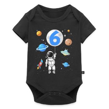 Astronaut Rakete 6. Geburtstag Weltraum 6 Jahre - Baby Premium Kurzarmbody - Schwarz - Vorne