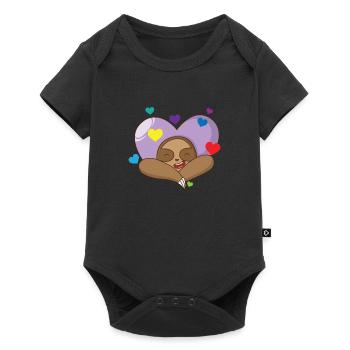 Paresseux amoureux - Body à manches courtes Premium Bébé - noir - Devant