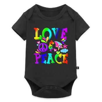 Hippie Love Peace Flower Power Peace Movement - Baby Premium short-sleeve bodysuit - black - Front