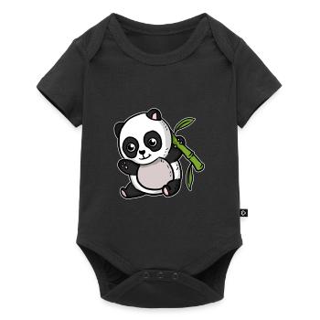 Mignon Kawaii Panda Ours - Body à manches courtes Premium Bébé - noir - Devant