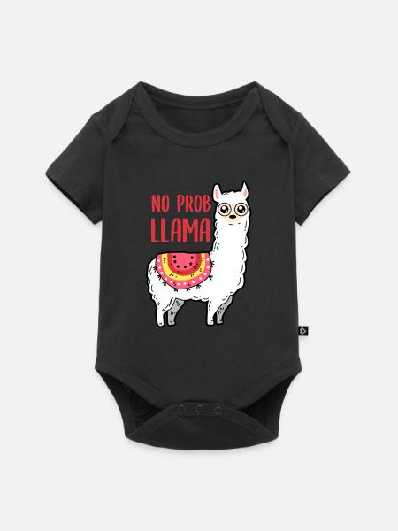 Lama - No Prob Llama - Baby Premium Kurzarmbody - Schwarz