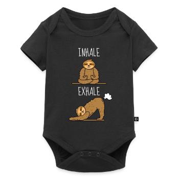 Méditation de yoga paresseux - inspirez expirez - Body à manches courtes Premium Bébé - noir - Devant