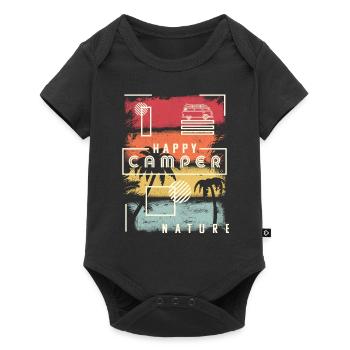 Conception heureuse de campeur. Nature de style rétro, à l'extérieur - Body à manches courtes Premium Bébé - noir - Devant
