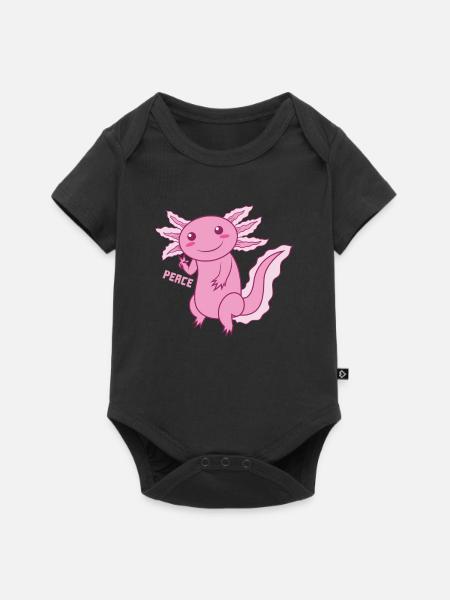 Axolotl "PEACE" - Baby Premium Kurzarmbody - Schwarz