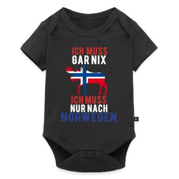 Ich muss nach Norwegen Elch Norway Urlaub Geschenk - Baby Premium Kurzarmbody - Schwarz - Vorne