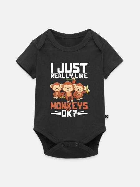 Affe Tiere - Baby Premium Kurzarmbody - Schwarz