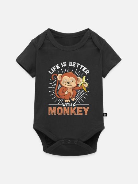 Affe - Baby Premium Kurzarmbody - Schwarz
