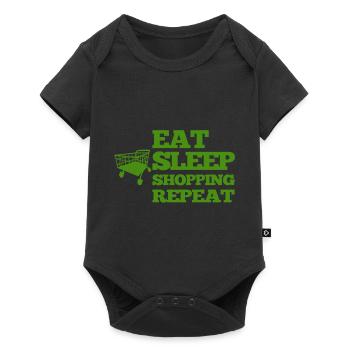 Einkaufen - Essen - Schlafen - Nochmal - Baby Premium Kurzarmbody - Schwarz - Vorne
