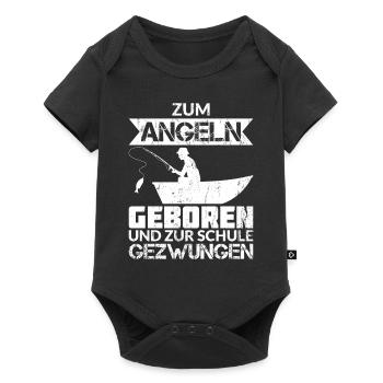 ZUM ANGELN GEBOREN ZUR SCHULE GEZWUNGEN - Baby Premium Kurzarmbody - Schwarz - Vorne
