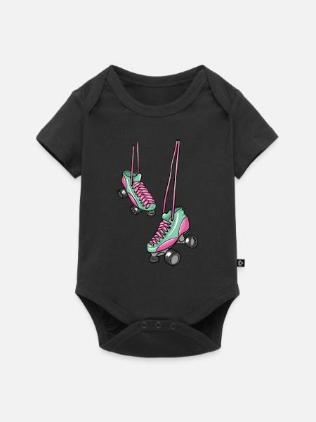Hängende Schlittschuhe - Baby Premium Kurzarmbody - Schwarz