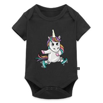 Patineur de licorne - Body à manches courtes Premium Bébé - noir - Devant