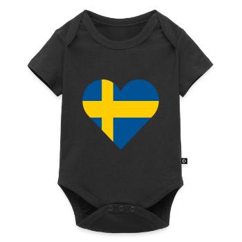 Sweden, heart, love - Baby Premium short-sleeve bodysuit - black - Front