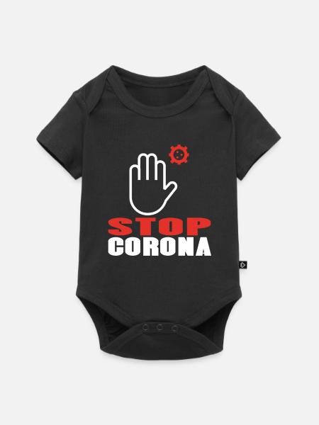 Stop Corona - Baby Premium Kurzarmbody - Schwarz