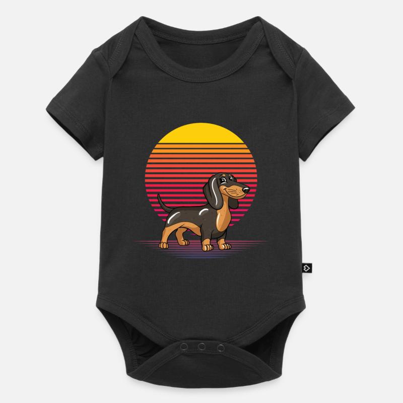 Retro Dachshund - Baby Premium short-sleeve bodysuit - black