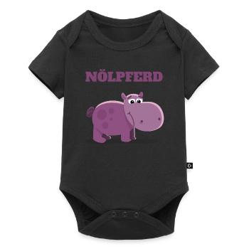 Nölpferd - Lustiges Nilpferd Wortspiel Sprüche - Baby Premium Kurzarmbody - Schwarz - Vorne