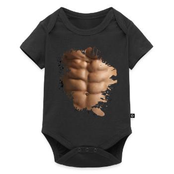 Sixpack Sport Fitness lustig Fun - Baby Premium Kurzarmbody - Schwarz - Vorne