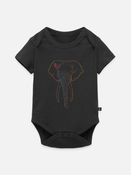 Elefant - Baby Premium Kurzarmbody - Schwarz