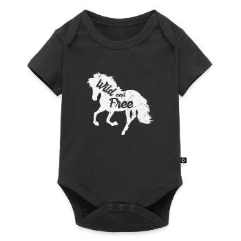 Horse "Wild and Free" - Baby Premium short-sleeve bodysuit - black - Front