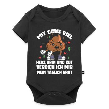 Altenpflegerin - Mit ganz viel Herz Urin und Kot - Baby Premium Kurzarmbody - Schwarz - Vorne