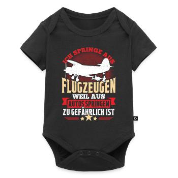 Fallschirmspringer Geschenk T-Shirt Fallschirm - Baby Premium Kurzarmbody - Schwarz - Vorne