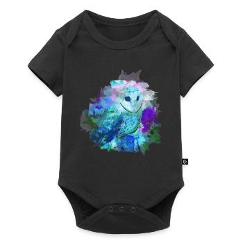 Eule - Baby Premium Kurzarmbody - Schwarz - Vorne