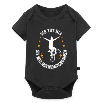 Sie tut nix sie will nur Kunstradfahren - Baby Premium Kurzarmbody - Schwarz - Vorne
