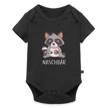 Naschbär I Waschbär mit Keks süßes Anime Cartoon - Baby Premium Kurzarmbody - Schwarz - Vorne