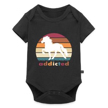 addicted Islandpferd - Baby Premium Kurzarmbody - Schwarz - Vorne