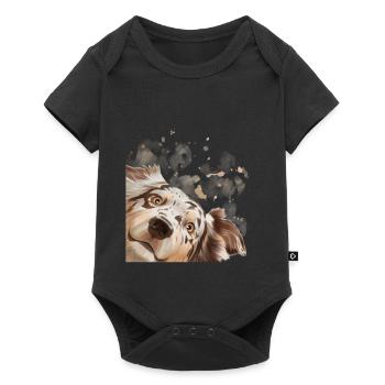 Chien Curieux Australian Shepherd chien - Body à manches courtes Premium Bébé - noir - Devant