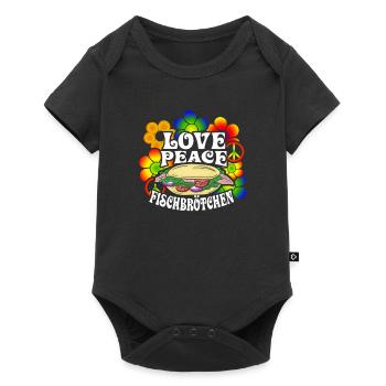 Love Peace Fischbrötchen Norddeutschland Nordsee - Baby Premium Kurzarmbody - Schwarz - Vorne