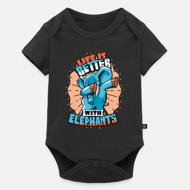 Elefant - Baby Premium Kurzarmbody - Schwarz