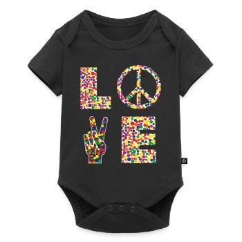 Signe Love PEACE - Paix pour le monde Lvoe - Body à manches courtes Premium Bébé - noir - Devant